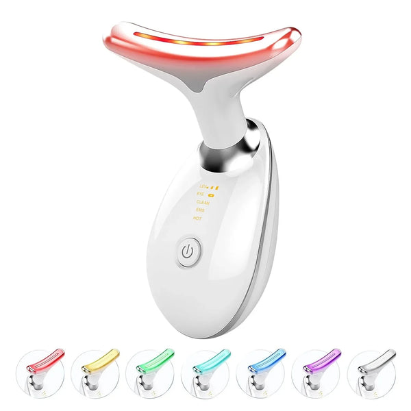 LED Facial & Neck Lifting Massager – EMS, Heat & Light Therapy Device